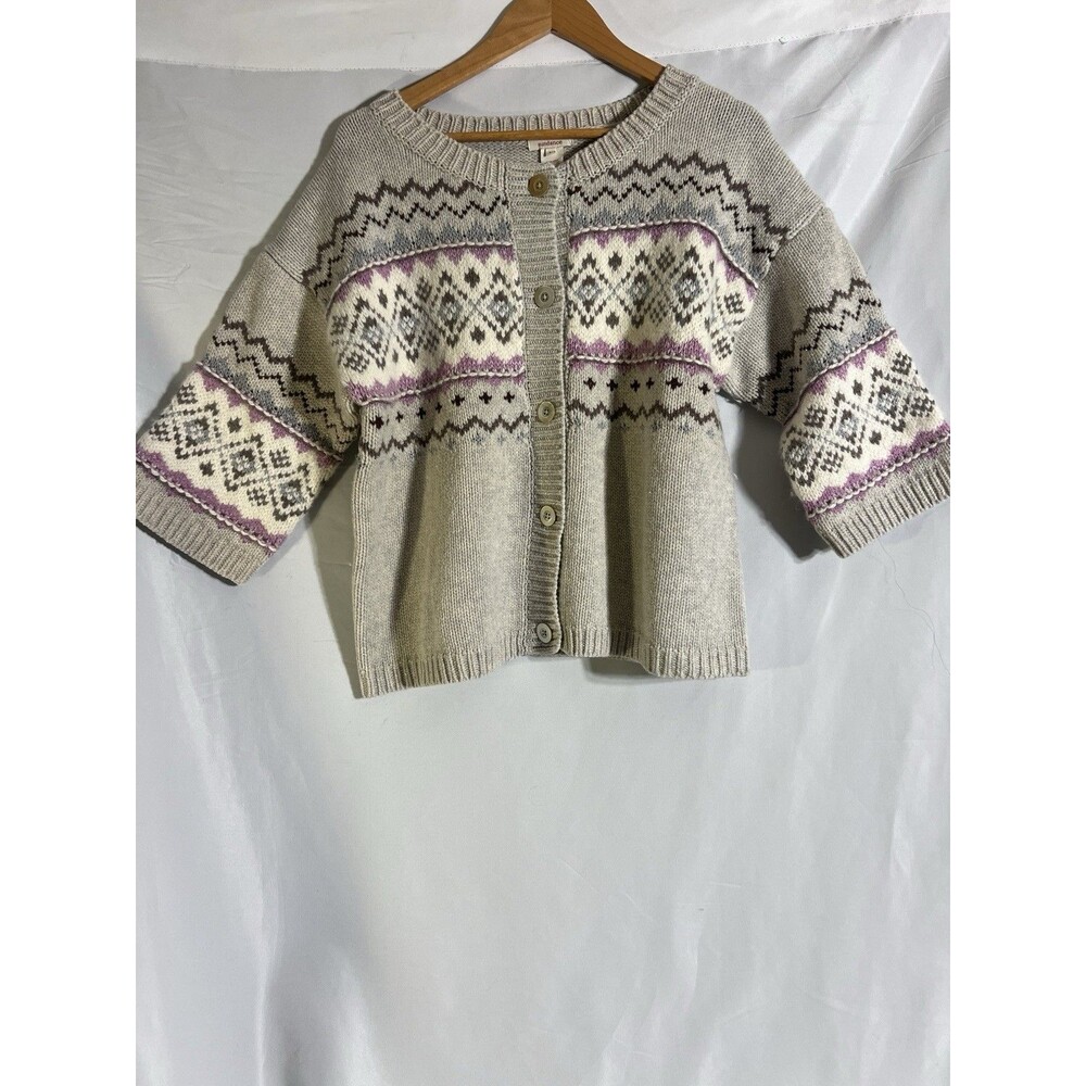 Sundance Nordic Fair Isle Cardigan Sweater Woman's Wool Angora Apres Ski Size L